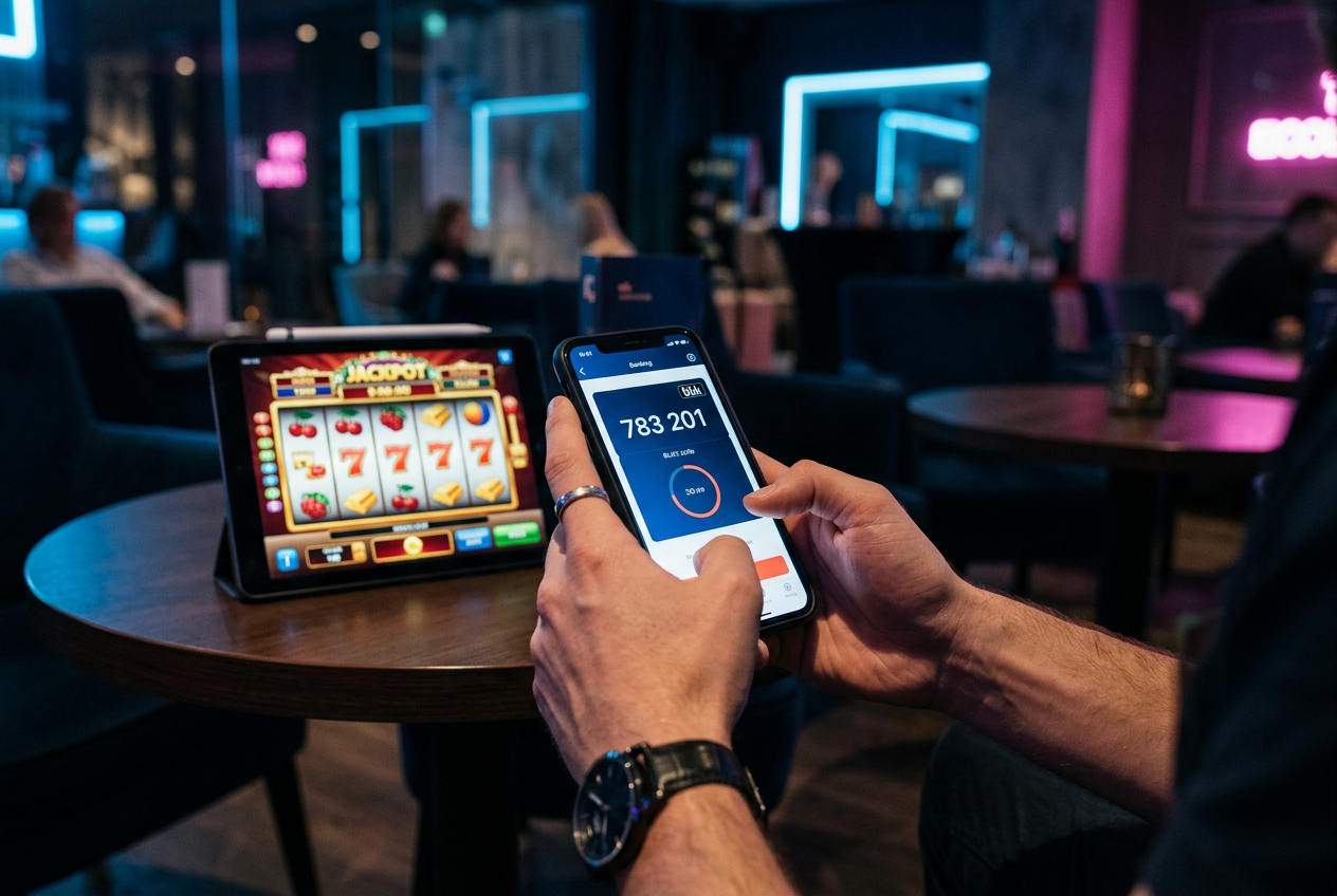 Smartphone screen showing the BLIK code generation process for a casino deposit.